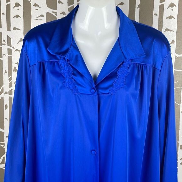 Vanity Fair Vintage House Dress Robe 40 Cobalt Blue - Picture 7 of 14